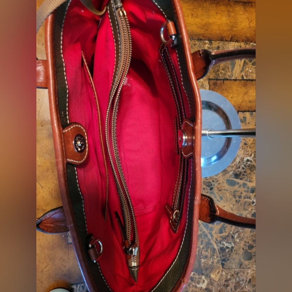 Dooney & Bourke Gray and Red Leather Tote Bag - Picture 8 of 14